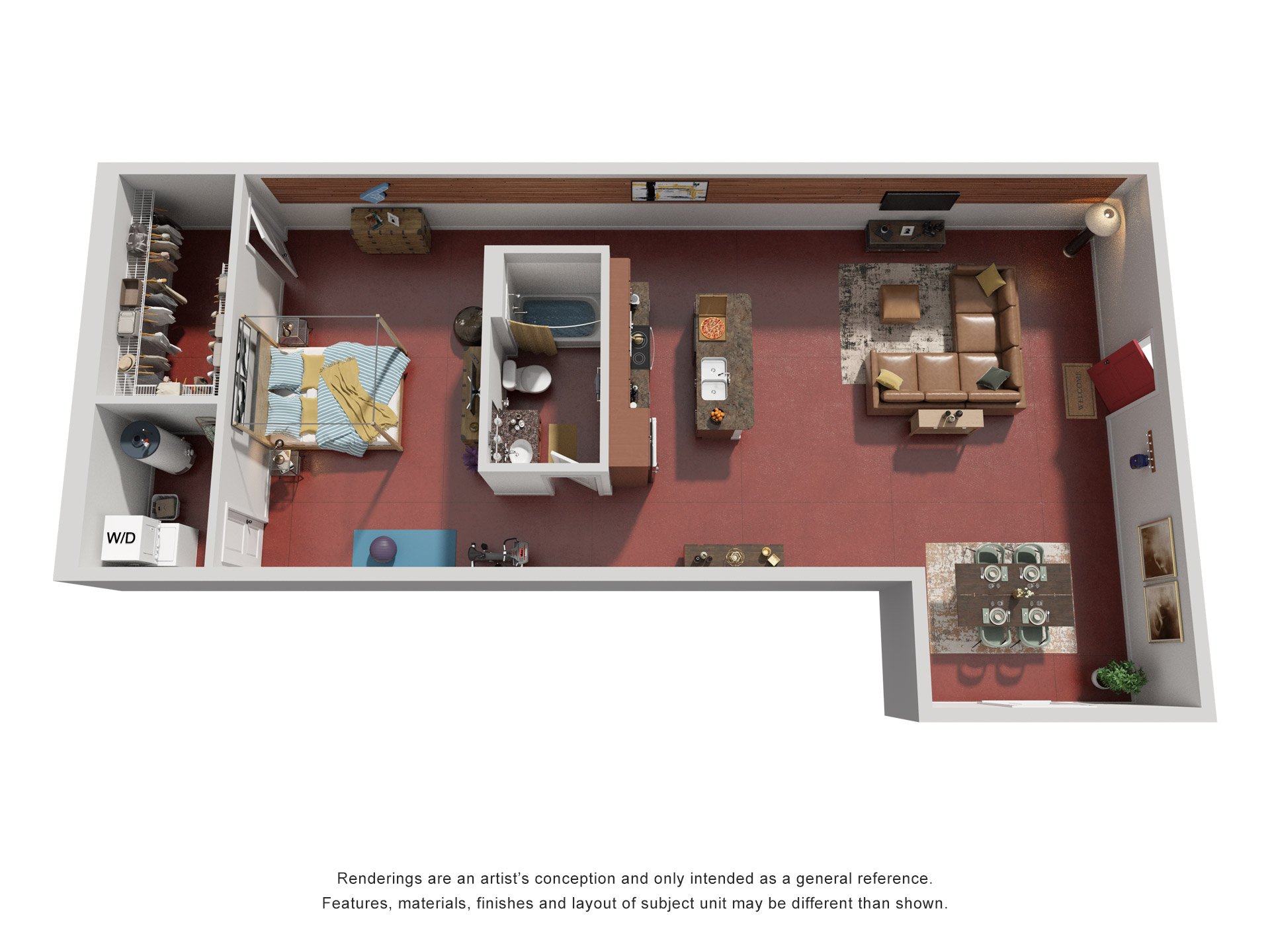 Floor plan for studio, 1 bath, 1040 sqft